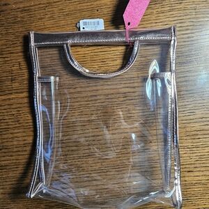 Clear Tote Bag with Metallic Pink Trim